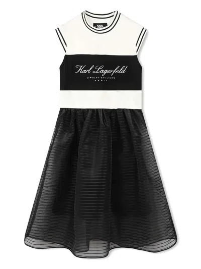 Karl Lagerfeld Kids' Logo-print Mini Dress In Black