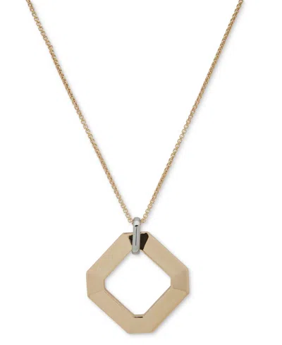 Karl Lagerfeld Two-tone Faceted Geometric 36" Adjustable Pendant Necklace In Gold