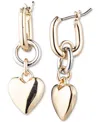 KARL LAGERFELD TWO-TONE HEART CHARM HUGGIE HOOP EARRINGS