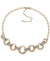 Karl Lagerfeld Two-tone Pave Square-cut Link Statement Necklace, 16" + 3" Extender