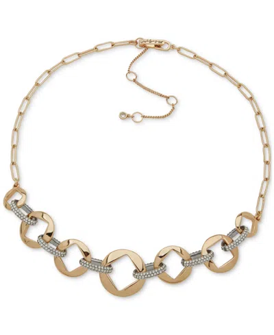 Karl Lagerfeld Two-tone Pave Square-cut Link Statement Necklace, 16" + 3" Extender