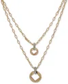 Karl Lagerfeld Two-tone Pave Square Cut-out Layered Pendant Necklace, 16" + 3" Extender