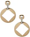 Karl Lagerfeld Two-tone Pave Square Drop Hoop Earrings