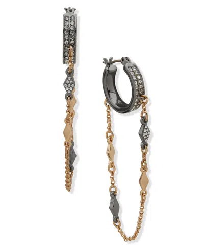 Karl Lagerfeld Two-tone Pave Swag Hoop Earrings In Gold