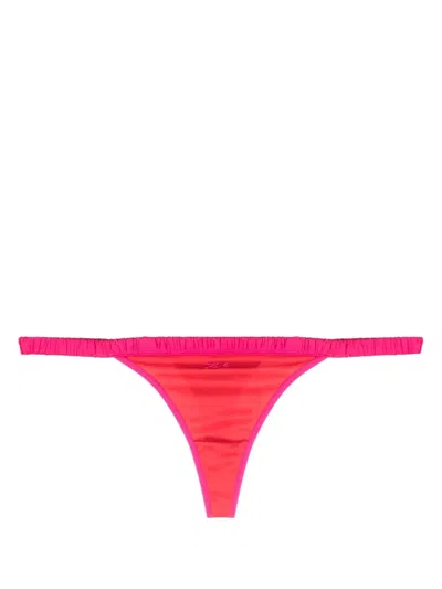 Karl Lagerfeld Two-tone Satin Thong In Red