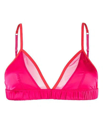Karl Lagerfeld Two-tone Satin Triangle Bra In Pink