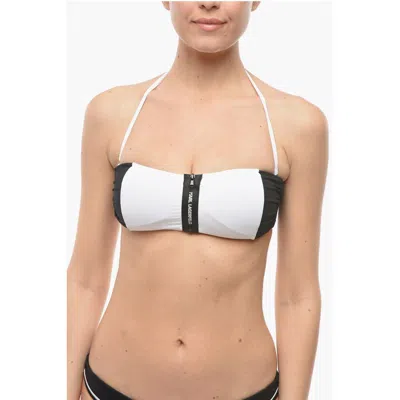 Karl Lagerfeld Two Tone Sport Bandeau Bikini Top With Zip Women's Closure