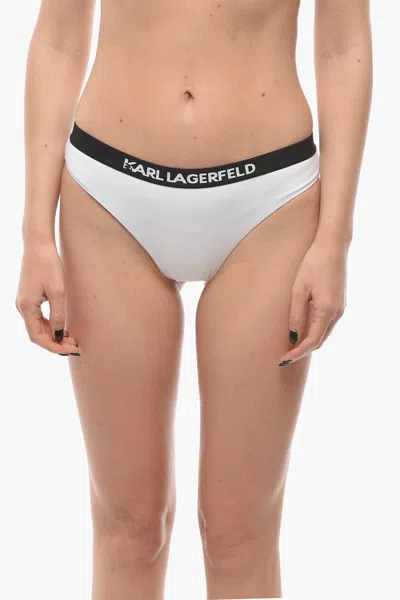 Karl Lagerfeld Two-tone Sport Bikini Bottom With Logoed Elastic Band At The In Multi