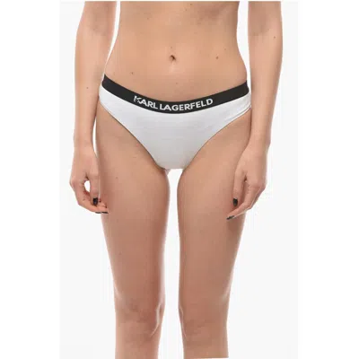 Karl Lagerfeld Two-tone Sport Bikini Bottom With Logoed Elastic Band At Women's The