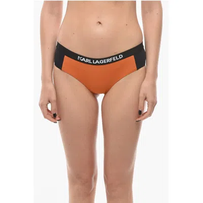 Karl Lagerfeld Two-tone Sport Bikini Bottom With Logoed Elastic Band On Women's The