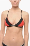 Karl Lagerfeld Two-tone Triangle Bikini Top With Logoed Band