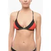 Karl Lagerfeld Two-tone Triangle Bikini Top With Logoed Band