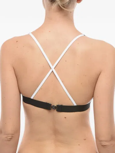 Karl Lagerfeld Two-tone Triangle Bikini Top In Black