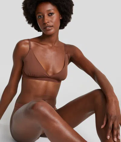 Karl Lagerfeld Ultra-light Karl Logo Triangle Bra In Brown