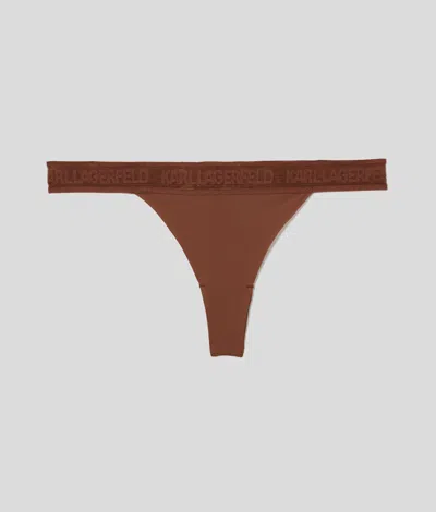 Karl Lagerfeld Ultra-light Logo Thong In Brown