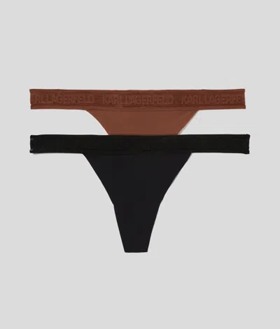 Karl Lagerfeld Ultra-light Logo Thong – 2 Pack In Black