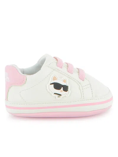 Karl Lagerfeld Unisex Mini Leather Sneakers In White
