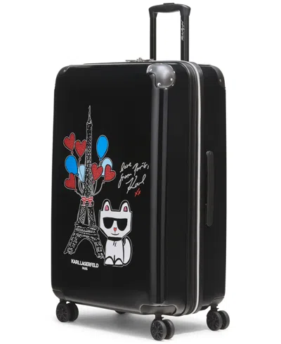 Karl Lagerfeld Up In Paris Large Upright Suitcase In Black