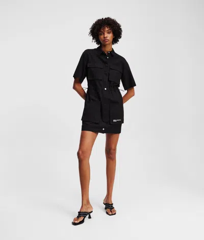 Karl Lagerfeld Utility Shirt Dress In Black