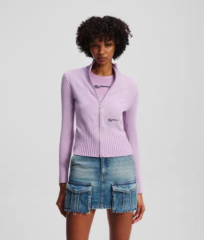 Karl Lagerfeld Utility Zip-up Sweater In Purple