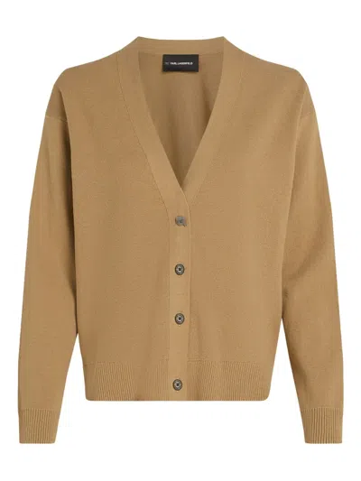 Karl Lagerfeld V-neck Cardigan In Neutral
