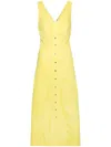Karl Lagerfeld V-neck Cotton Maxi Dress In Yellow