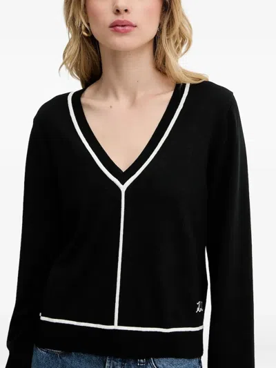 Karl Lagerfeld V-neck Knitwear Sweater In Black