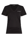Karl Lagerfeld V-neck Ruched T-shirt In Black