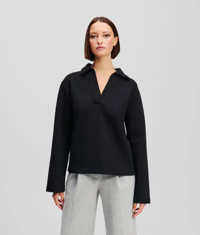 Karl Lagerfeld V-neck Sweatshirt In Black