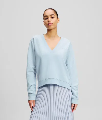 Karl Lagerfeld V-neck Sweatshirt In Blue
