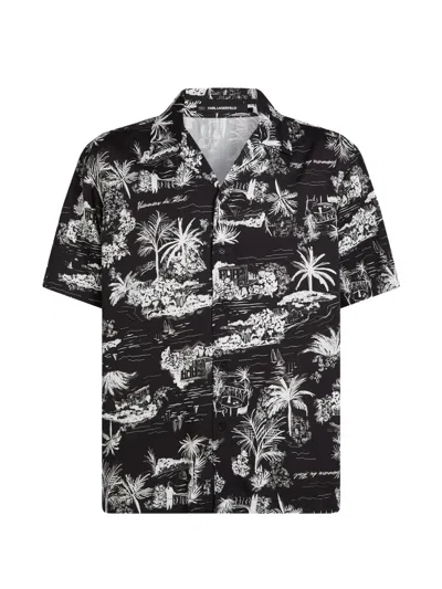 Karl Lagerfeld Vacances Print Shirt In Black