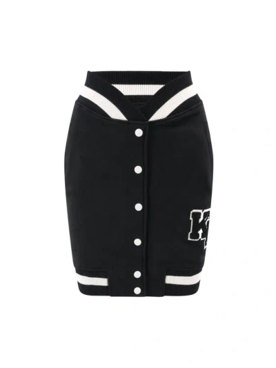 Karl Lagerfeld Varsity Organic Cotton Skirt In Black