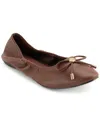 Karl Lagerfeld Velma Womens Bow Man Made Flat Shoes In Cognac