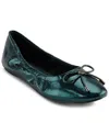 Karl Lagerfeld Paris Velma Snakeskin Embossed Ballet Flat In Forest Green