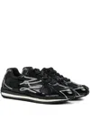 Karl Lagerfeld Velocette Patent-leather Triangular-sole Sneakers In Black