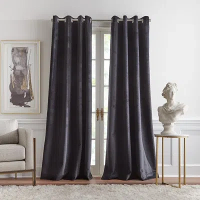 Karl Lagerfeld Velvet Blackout Grommet Ochre Curtain Panel Pair (set Of 2)