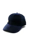 Karl Lagerfeld Velvet Logo-embroidered Cap In Blue