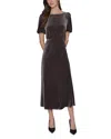 Karl Lagerfeld Velvet Pinstriped Midi Dress In Brown