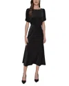 Karl Lagerfeld Velvet Pinstriped Midi Dress In Black