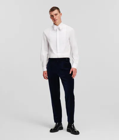 Karl Lagerfeld Velvet Trousers Handpicked By Hun Kim In Blue