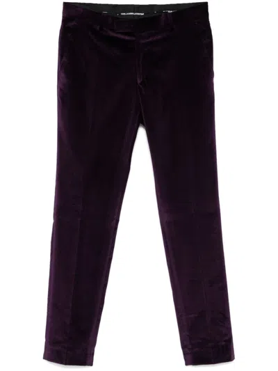 Karl Lagerfeld Velvet Trousers In Purple
