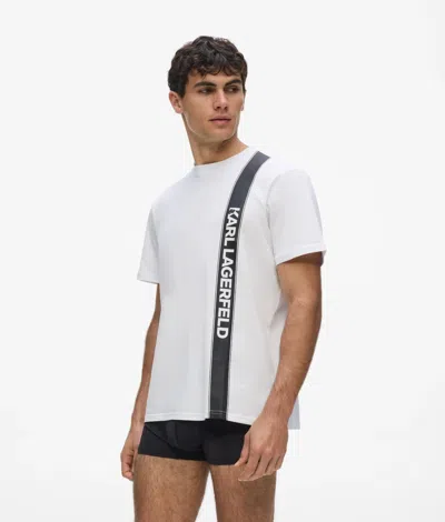 Karl Lagerfeld Vertical Logo Pajama T-shirt In White