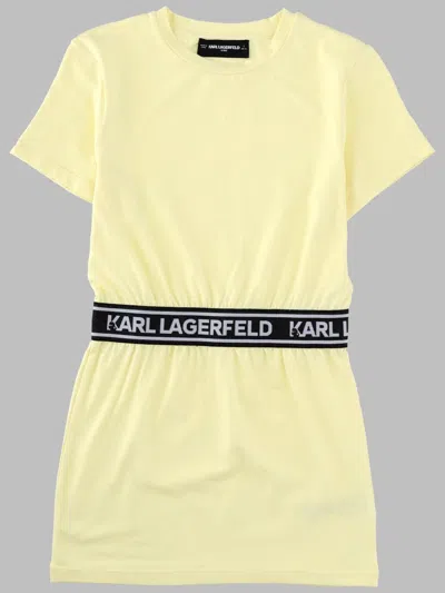 Karl Lagerfeld Girls Logo Tape T-shirt Dress In Yellow