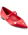 Karl Lagerfeld Paris Veyda Pointed Toe Mary Jane Flat In Classic Red