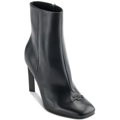 Karl Lagerfeld Vica Womens Patent Leather Square Toe Booties In Black