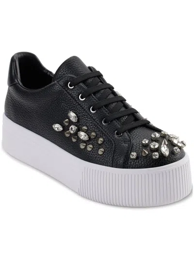 Karl Lagerfeld Vina Womens Leather Casual And Fashion Sneakers In Black