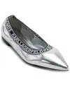 Karl Lagerfeld Paris Vinette Pointed Toe Flat In Silver