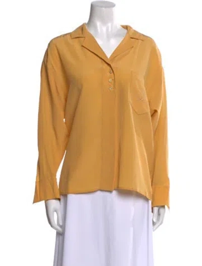 Pre-owned Karl Lagerfeld Vintage 1980's Button-up Top In Gold