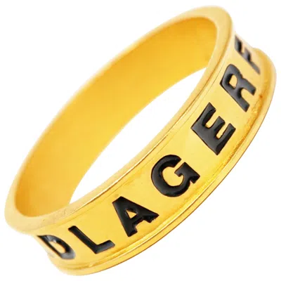 Pre-owned Karl Lagerfeld Vintage 1980s  Gilt & Enamel "lagerfeld" Skinny Bangle Bracelet In Orange