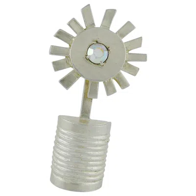 Pre-owned Karl Lagerfeld Vintage Abstract Flower In Pot Modernist Brooch In Gray